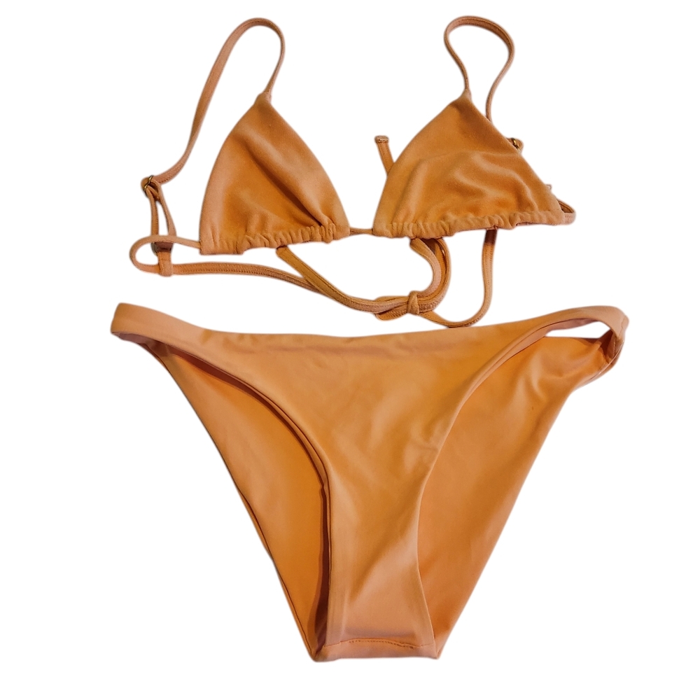 New L*space Swimsuit 2PC Set Tangerine Terry Brittany Bikini Top & Sandy Bottom